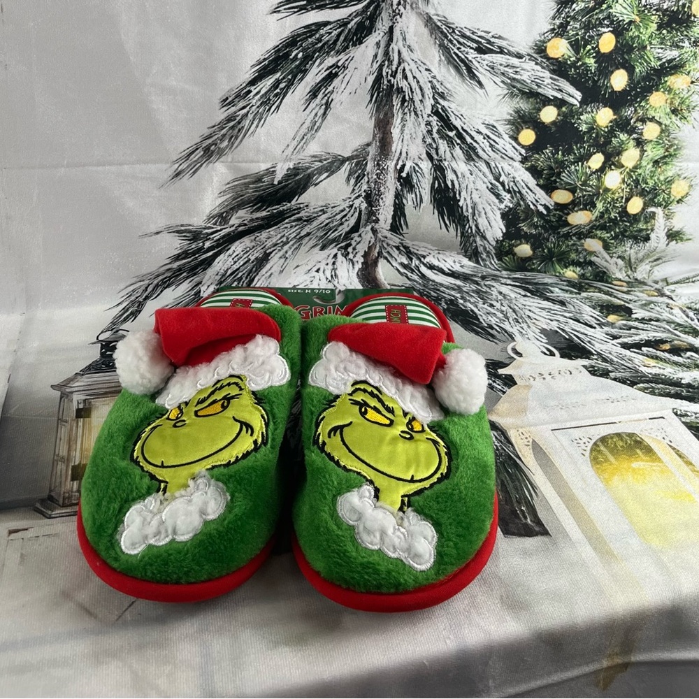 The Grinch Size:M(9/10)  Men’s Christmas Holiday Slide Slippers Multi Color